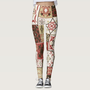 Leggings Patrón de mosaico marroquí de Marsala de moda
