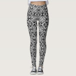 Leggings Patrón de mosaico mediterráneo del Ornato Blanco y<br><div class="desc">Leggings modernas,  elegantes y elegantes con azulejos mediterráneos decorados en blanco y negro.</div>