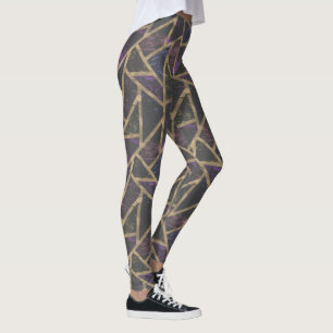 Leggings Patrón de mosaico morado y dorado