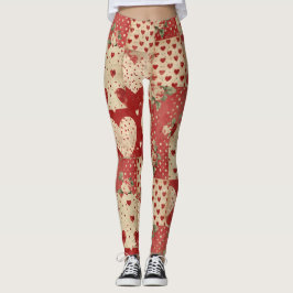 Leggings Patrón de mosaico rojo de Shabby Chic