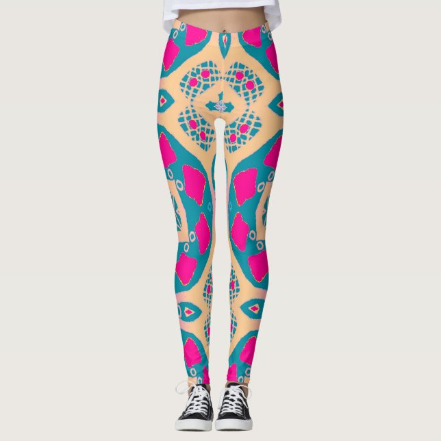 Leggings Patrón de mosaico tradicional, peruano (Anverso)