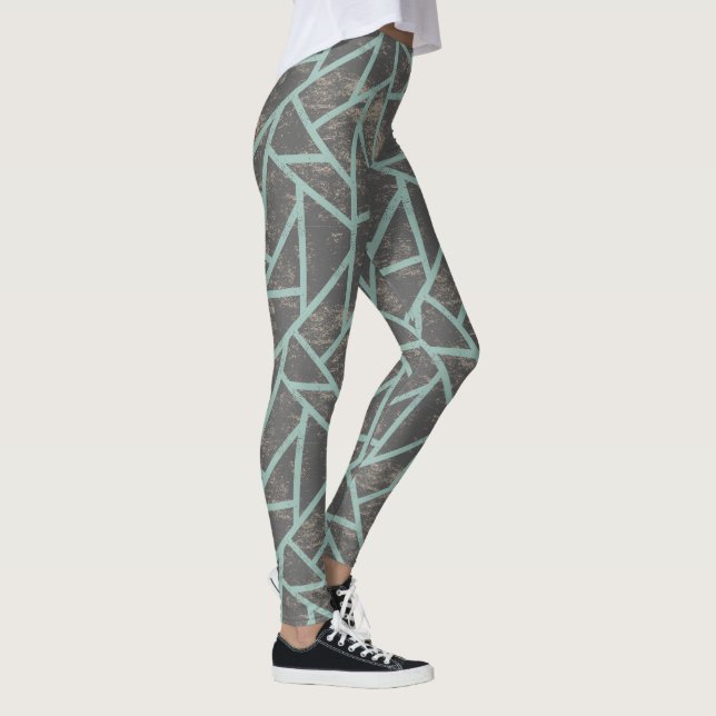 Leggings Patrón de mosaico verde pálido y gris (Derecha)