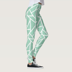 Leggings Patrón de mosaico verde y blanco de la pintura