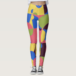 Leggings Patrón de mosaicos antiguos retro de los años 60