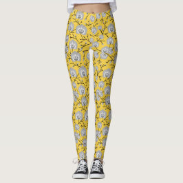 Leggings patrón de mostaza de orquídea