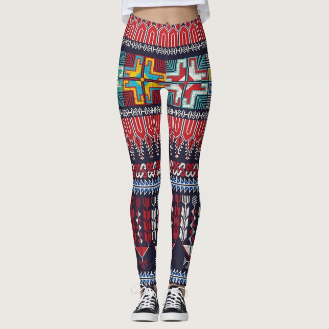 Leggings Patrón de Motif del Bordado Palestino. (Anverso)