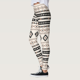 Leggings Patrón de motivos mixtos de crema negra azteca ma