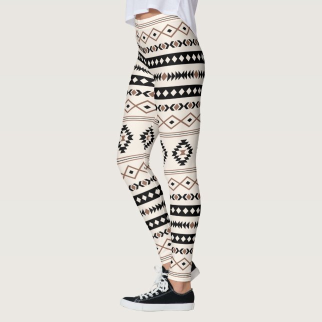 Leggings Patrón de motivos mixtos de crema negra azteca mar (Izquierda)