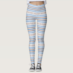 Leggings Patrón de motivos tribales azteca azul lindo naran