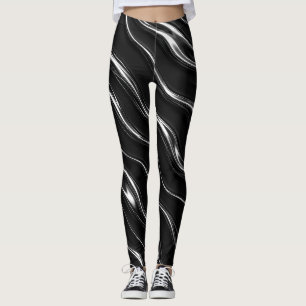 Leggings Patrón de movimiento de cromo líquido Futurista
