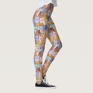Leggings Patrón de Multitud de Gatos Lindos y Coloridos Car