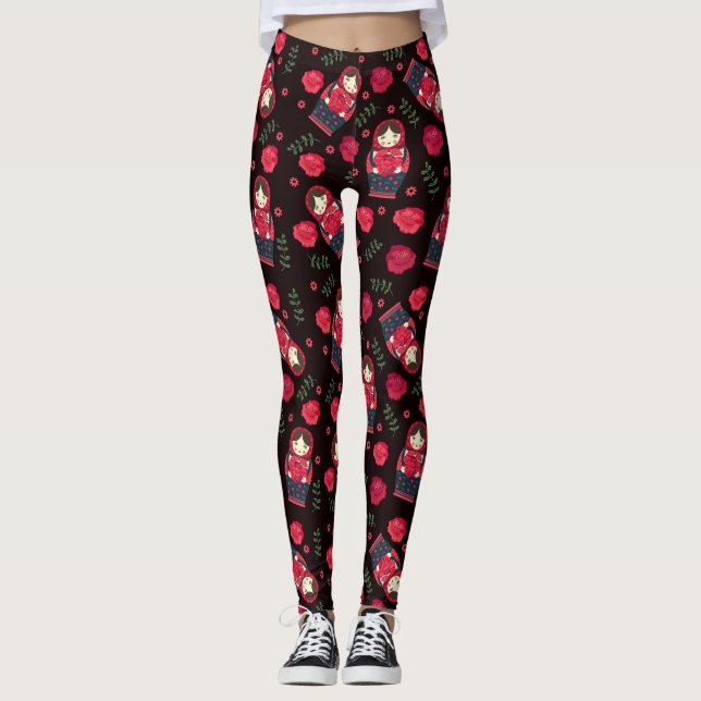 Leggings Patrón de muñeca anidante (Anverso)