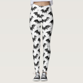 Leggings Patrón de murciélagos en vuelo de acuarela para Ha