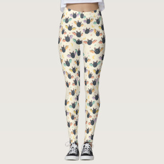 Leggings Patrón de murciélagos Kawaii Halloween con lentes