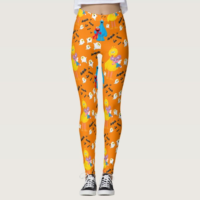 Leggings Patrón de murciélagos y fantasmas de Plaza Sésamo (Anverso)