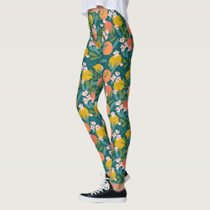 Leggings Patrón de Naranja de cosecha de limón