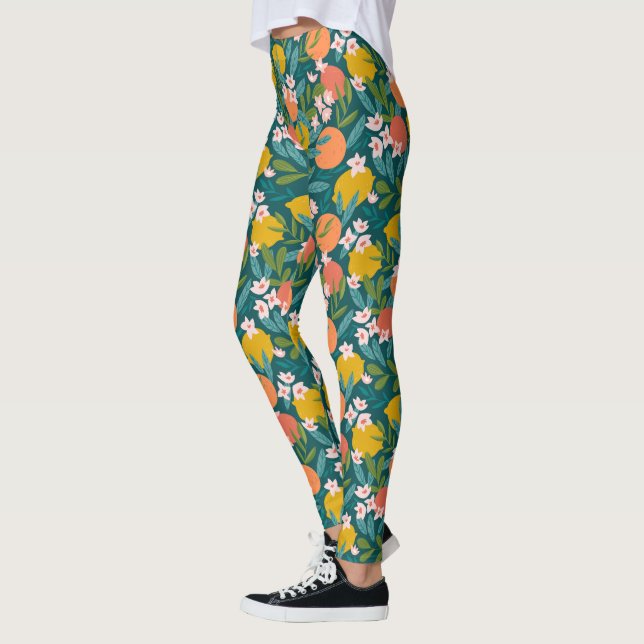 Leggings Patrón de Naranja de cosecha de limón (Izquierda)