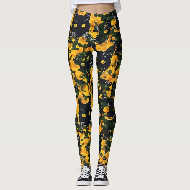Leggings Patrón de Naranja de gato (Anverso)
