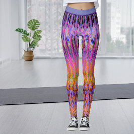 Leggings Patrón de naranja púrpura bohemio audaz y colorido