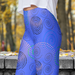 Leggings Patrón de natación hipnótica azul de moda