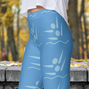 Leggings Patrón De Natación Sincronizado De Mujeres De Azul