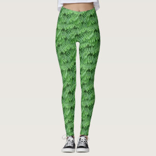 Leggings Patrón de naturaleza de los helechos verdes
