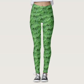 Leggings Patrón de naturaleza de los helechos verdes