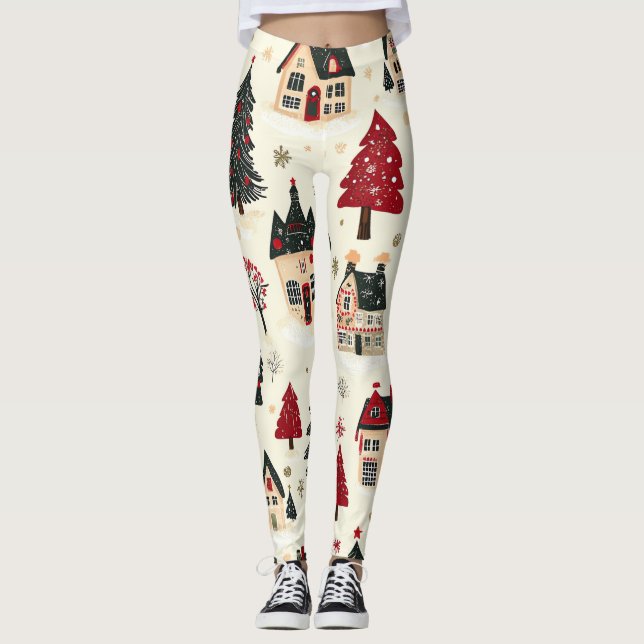 Leggings Patrón de Navidades de bosques de época (9) (Anverso)