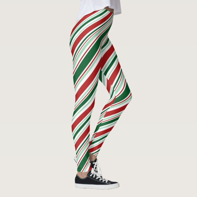 Leggings Patrón de Navidades de franjas de golosinas blanca (Derecha)