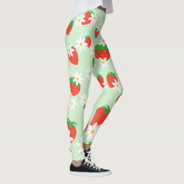Leggings Patrón de Navidades de fresa de flores de margarit