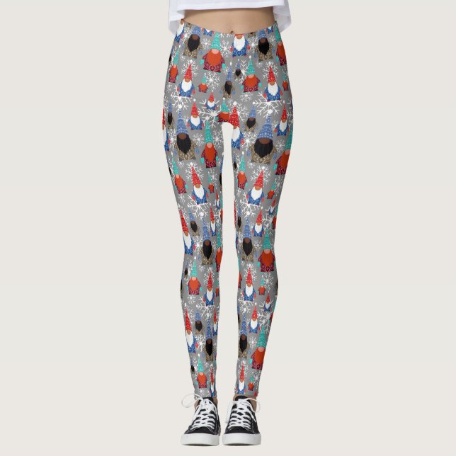 Leggings Patrón de Navidades de Ilustraciones de copo de ni (Anverso)