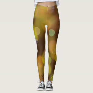Leggings Patrón de Navidades dorados en Fawn Brown