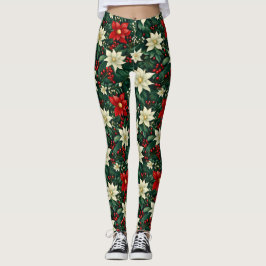Leggings Patrón de Navidades florales