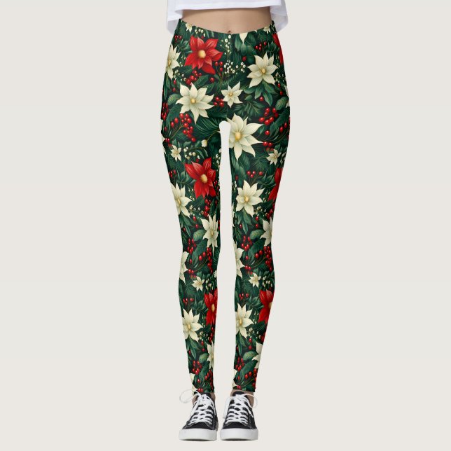 Leggings Patrón de Navidades florales (Anverso)