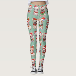 Leggings Patrón de Navidades Pastel de Bulldoges franceses