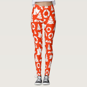 Leggings Patrón de Navidades rojos