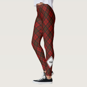 Leggings Patrón de Navidades rojos tartán Personalización M