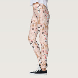 Leggings Patrón de Navidades rosados con Santa