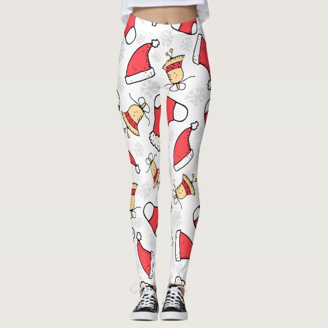Leggings Patrón de Navidades sin inconvenientes, diseño fes (Anverso)