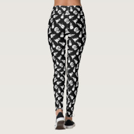 Leggings Patrón De Nieve Blanco Y Negro | Navidad