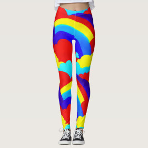 Leggings Patrón de niños de nubes de arcoiris coloridas