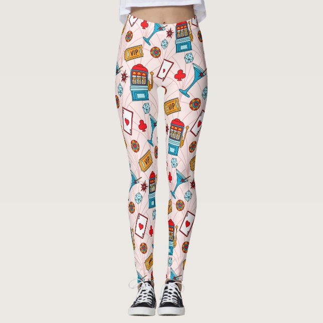 Leggings Patrón de Noche de Casino Afortunado (Anverso)