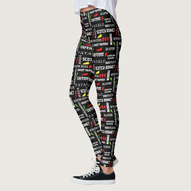 Leggings Patrón de nombres de Pepper Chili (Izquierda)