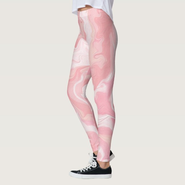 Leggings Patrón de nube de mármol rosa Guay, rosa caliente  (Izquierda)