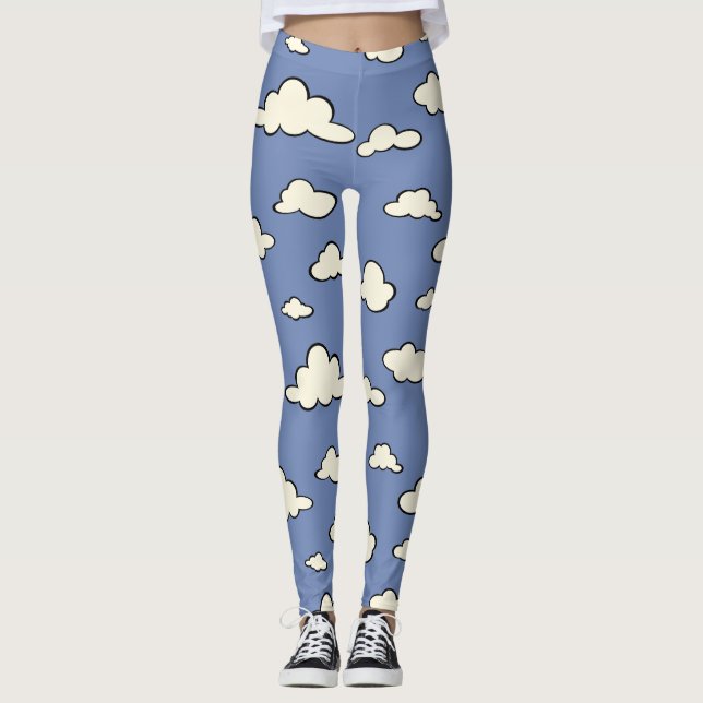 LEGGINGS PATRÓN DE NUBE GRÁFICA CIELOS AZULES (Anverso)