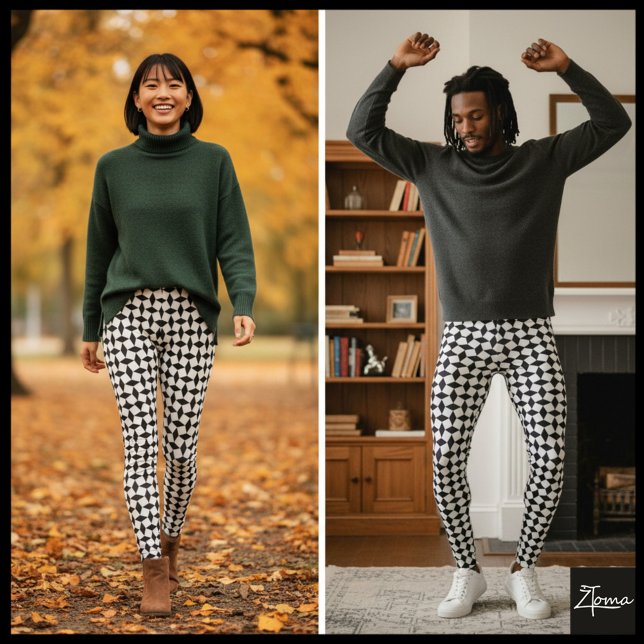 Leggings Patrón de ojos geométricos blanco y negro (Subido por el creador)