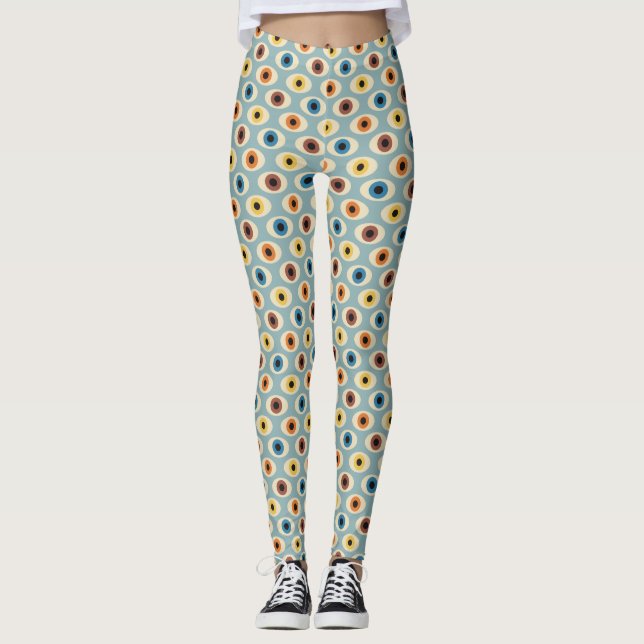 Leggings Patrón de ojos retro (Anverso)