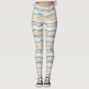 Leggings Patrón de Ola de Concha Náutica