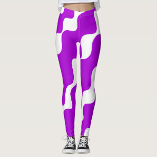 Leggings Patrón de olas de inclinación morada y blanca