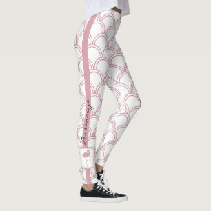 Leggings Patrón de onda Art Deco personalizado Flamingo ros